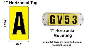 Infographic of how horizontal E-Z Tags are mounted in holder