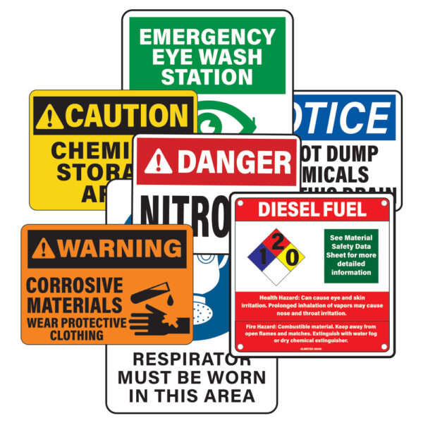 Samples of chemical hazard safety signs