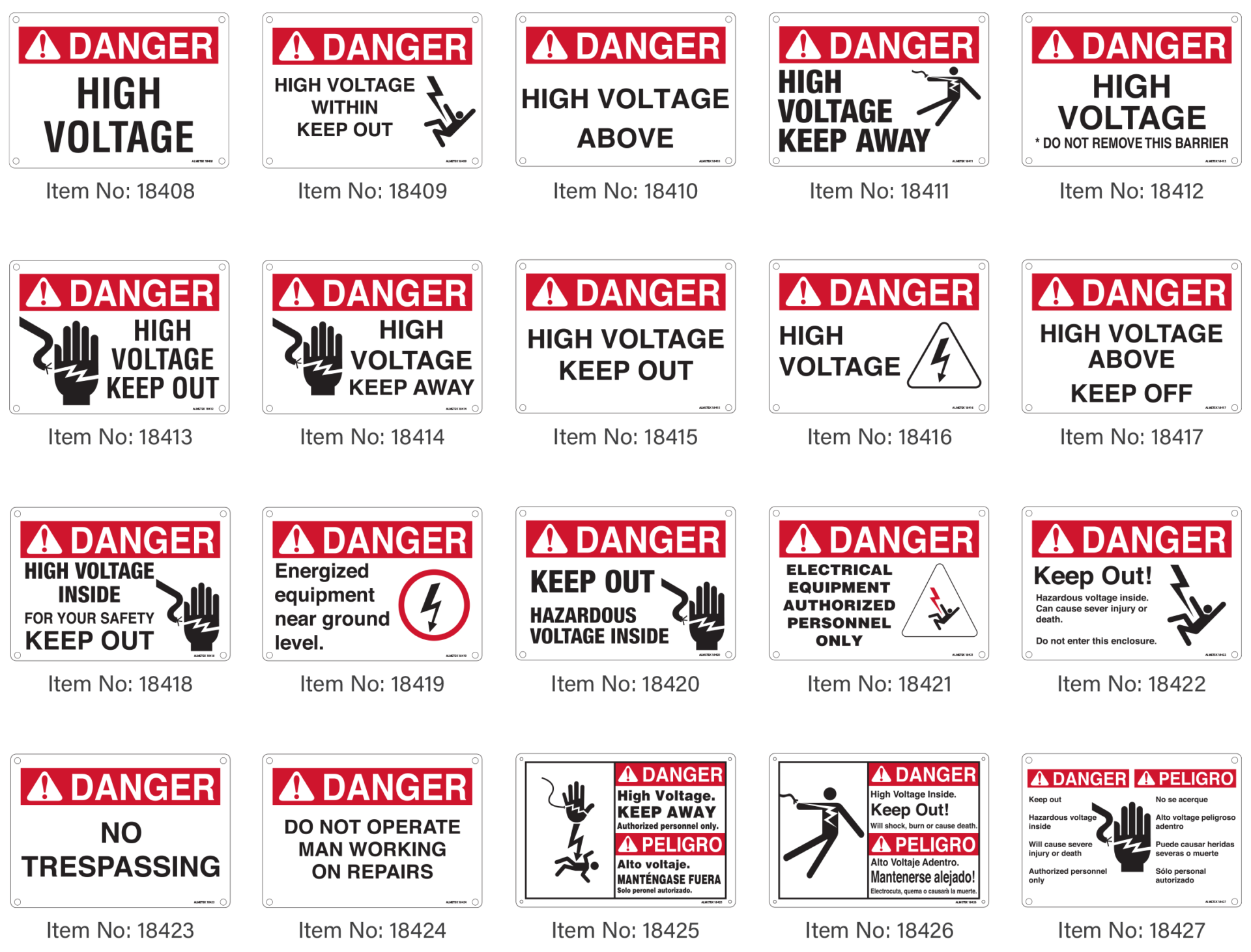 Standard ANSI/OSHA Danger Signs
