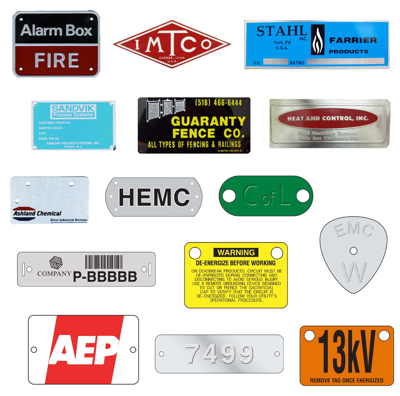 Nameplates, ID Tags, & Serial Tags