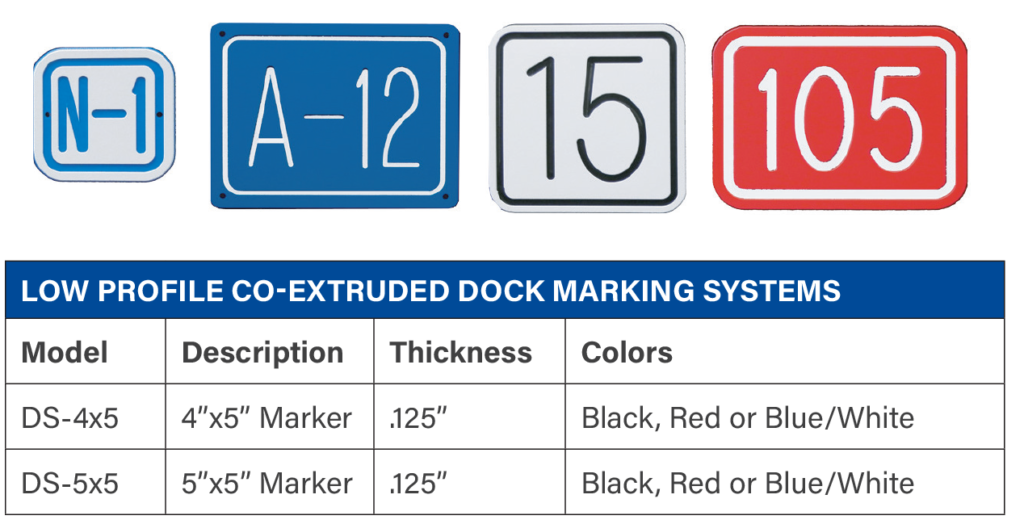 Almetek dock markers for boat slip identification