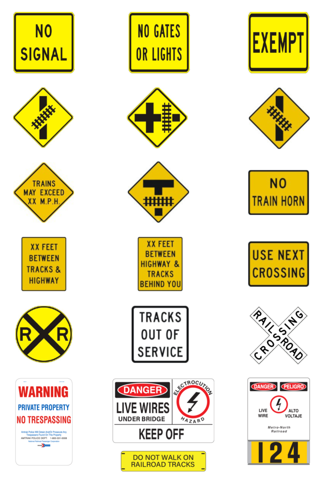 Different railroad signs