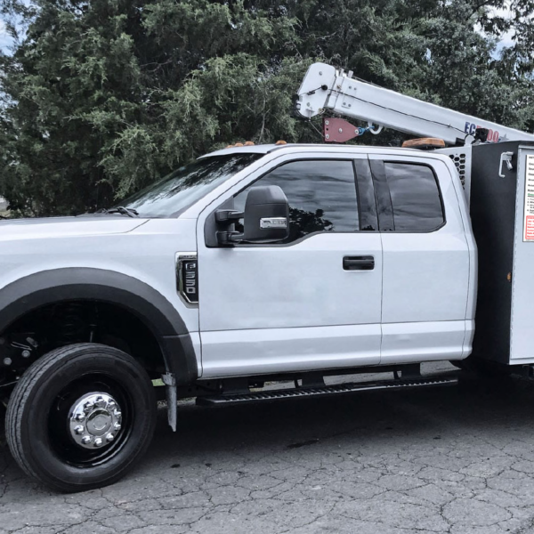 Utility Truck with Magnetic Tailboard Sign