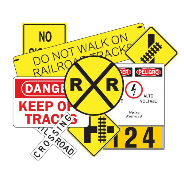 Different types of signs for the railroad industry