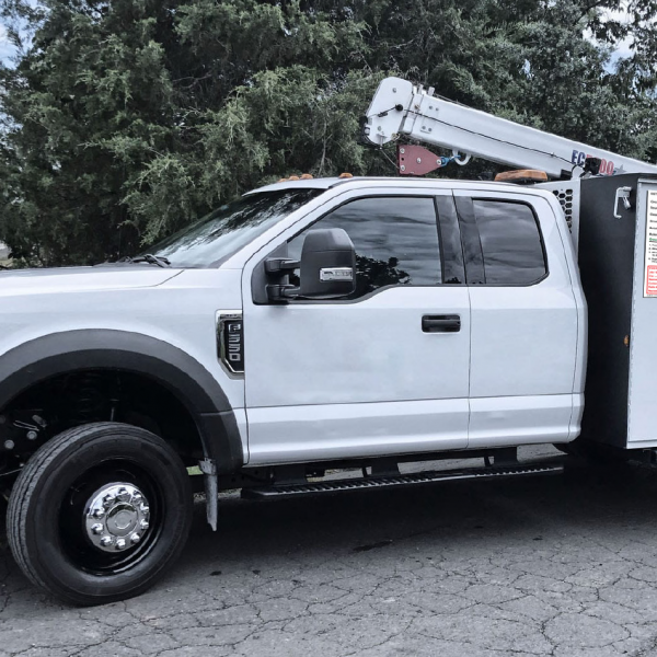Utility Truck with Magnetic Tailboard Sign